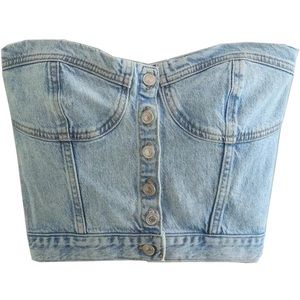 Sunloudy Women Denim Push Up Bustier Tube Top